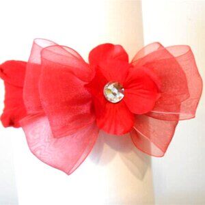 NEW Baby Bling Red Organza Infant Toddler Girls‎ Headband w/Rhinestone